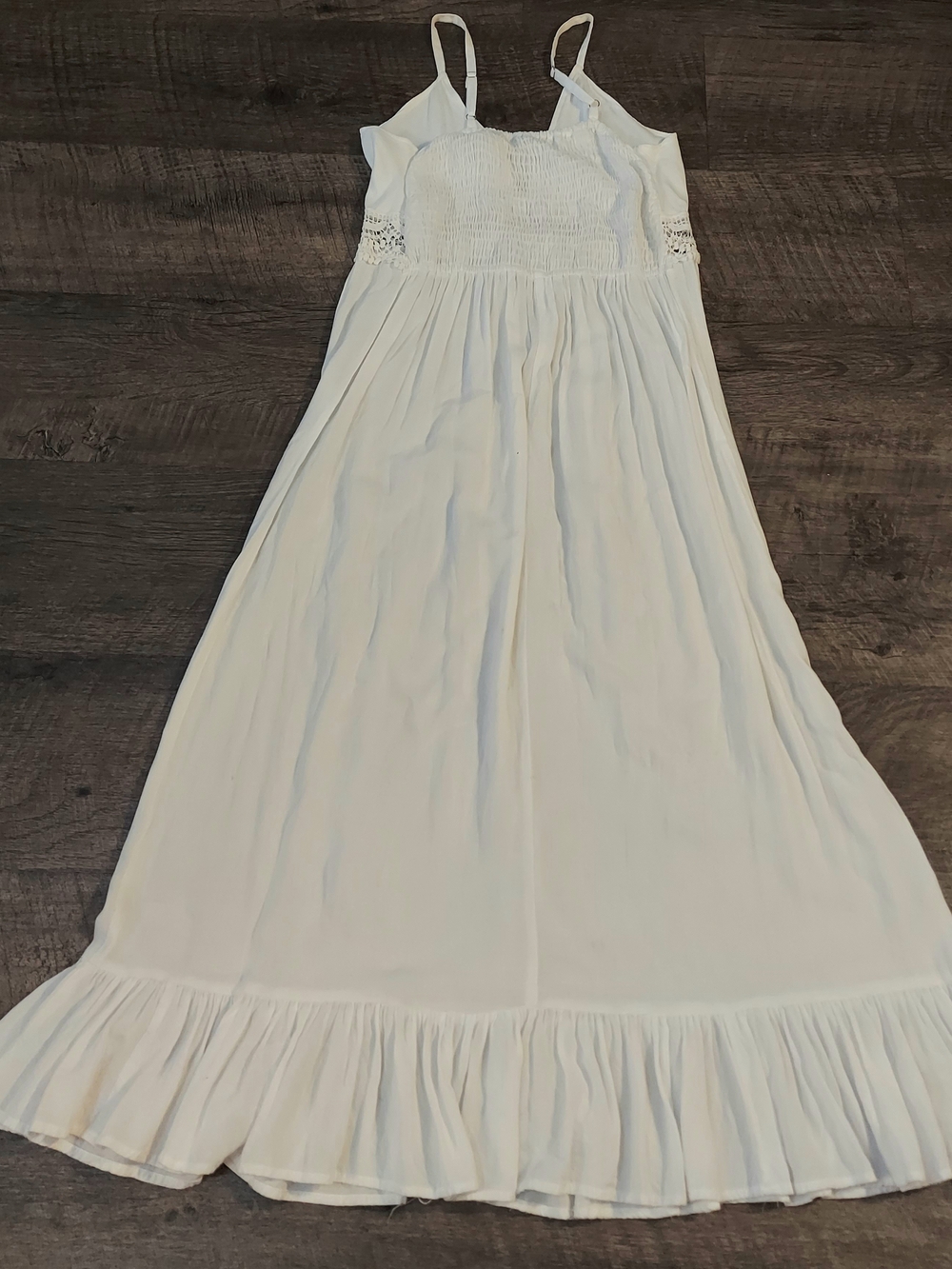 Boho Me White Maxi Sundress with Crochet Waist and Ruffle Hem Size S - Picture 2 of 9